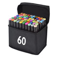 Lot de 60 marqueurs à double pointe à base d'alcool dans une trousse de transport pratique, parfaits pour les artistes, les graphistes et les passionnés de dessin et de manga. Équipés de deux pointes—fine et large—permettant un dessin précis et le remplis