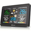 1pc Station Météo Sans Fil Geevon Intérieur/Extérieur avec Écran LCD 19,3 cm, 1 Détecteur à Distance, Port de Chargement USB, Rétroéclairage Réglable & Baromètre - Sans Pile Incluse, Surveillance de la Température Extérieure | Design Élégant | Affichage N