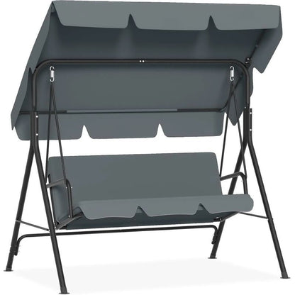 Balancelle de jardin à 3 places avec toit ouvrant réglable et coussin de siège et pieds antidérapants, balançoire de jardin jusqu'à 200 kg, fauteuil à bascule