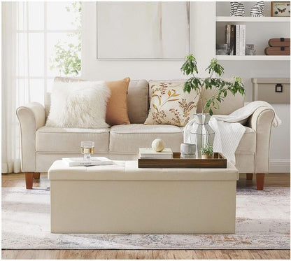 Pouf repose-pieds de rangement Cecaro Group, coussin d'appoint, coffre banc matelassé capitonné, plusieurs couleurs