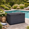 Coffre de jardin Buystar 170L en résine – Imperméable, facile à assembler – Couvercle verrouillable – 78x55x52 cm – Coffre d'extérieur anthracite léger et durable – Organiser, ranger