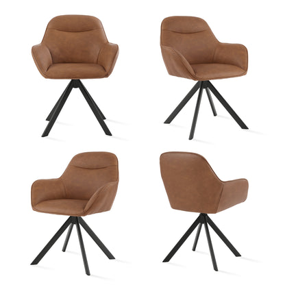 Chaises de salle à manger élégantes et contemporaines, pivotantes à 360 degrés, rembourrées avec assises épaisses, conçues de manière ergonomique pour les familles, les cafés et les restaurants - Lot de 2/ Lot de 4/ Lot de 6
