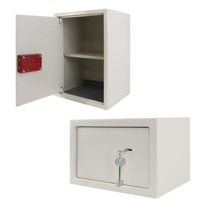 Boîte de rangement sécurisée, mécanisme à double serrure, porte en acier à suspendre, comprend deux clés, convient aux caravanes, aux armoires et au rangement de bureau, extrémité argentée