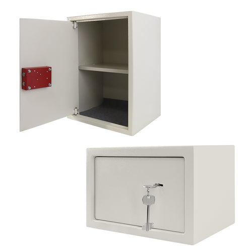 Boîte de rangement sécurisée, mécanisme à double serrure, porte en acier à suspendre, comprend deux clés, convient aux caravanes, aux armoires et au rangement de bureau, extrémité argentée