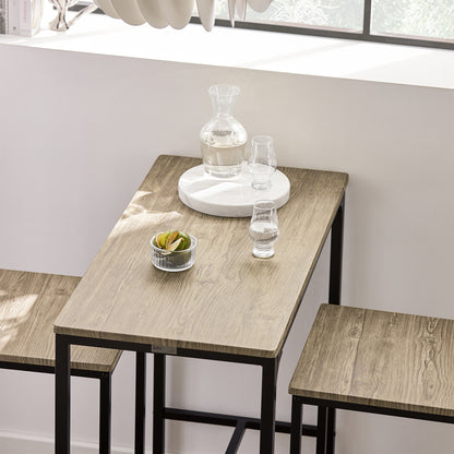 Table Haute Table de Cuisine Table de Salle à Manger Ensemble Repas Bistrot Avec 2 Chaises 1 Table 2 Places Chaises Rangement Sous Table Pour Cuisine Salle à Manger Balcon Salon Décor Bois Naturel 89x87x45cm SoBuy PHU14-O