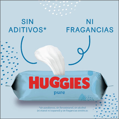 Langeuses pour bébé Huggies Aqua Pure - 99% d'eau - 560 lingettes - PACK SPÉCIAL 10 X 56 Langeuses Aqua Pure Huggies