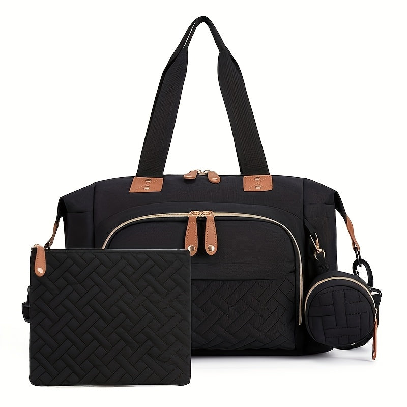 3pcs Sac à Dos et Tote pour Maman - Grand Sac de Transport à Grande Capacité avec Organisation Mains Libres, / pour nouveaux parents, Voyage, Garde d'Enfants, Rangement de Tenues et Couches