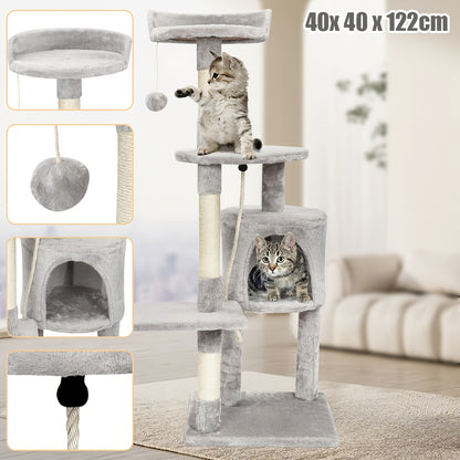 Griffoir pour chat Cactus gris, jouet pour animaux de compagnie, plateforme  maison mignonne en bois, poteau en sisal, arbre à chat, 41,5*41,5*18,5 cm