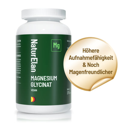 Bisglycinate de Magnésium - Premium : Magnésium Chélaté - 270 Gélules - 300 mg de Magnésium Élémentaire par Dose Quotidienne - Végan, Haute Dosage