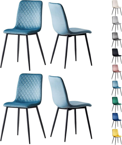 Ensemble de 4 chaises de salle à manger MCC Direct en velours, pieds en métal, chaises Lexi, chaises de conception
