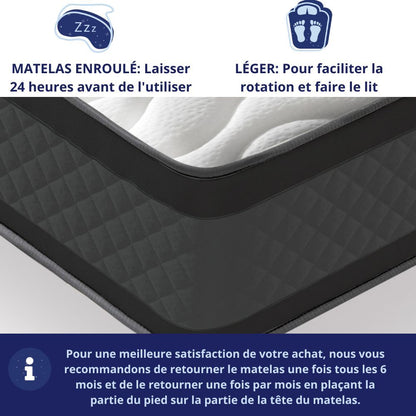 Matelas Mousse Onyx - Ferme - Réversible - Côté Été/hiver - H20 Cm