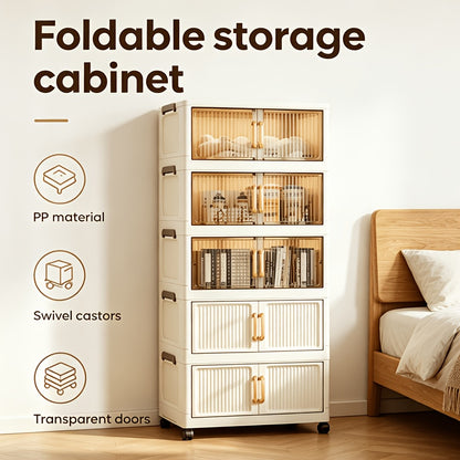 Bacs de rangement en plastique à 5 niveaux de 60 cm, boîtes empilables avec couvercles, conteneurs pliables avec roulettes verrouillables pour chambre à coucher, salon, bureau et bureau
