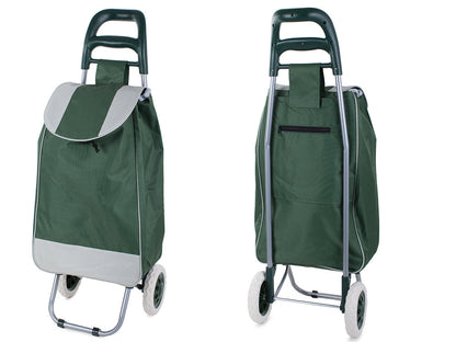 Chariot de courses pliable avec roues, robuste et spacieux, avec poche et poignées, pratique pour transporter des courses lourdes, base stable, grandes roues et poignée durable, en matériau imperméable, facile à nettoyer, poche pour verrouillage ou portef