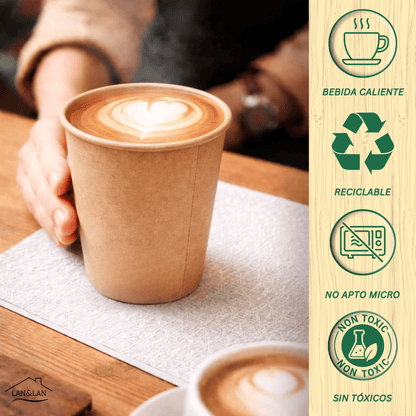 Gobelets à Café Jetables en Papier Kraft – Résistants et Résistants à la Chaleur – Idéaux pour le Café à Emporter dans l'Hôtellerie et les Événements - LAN&LAN