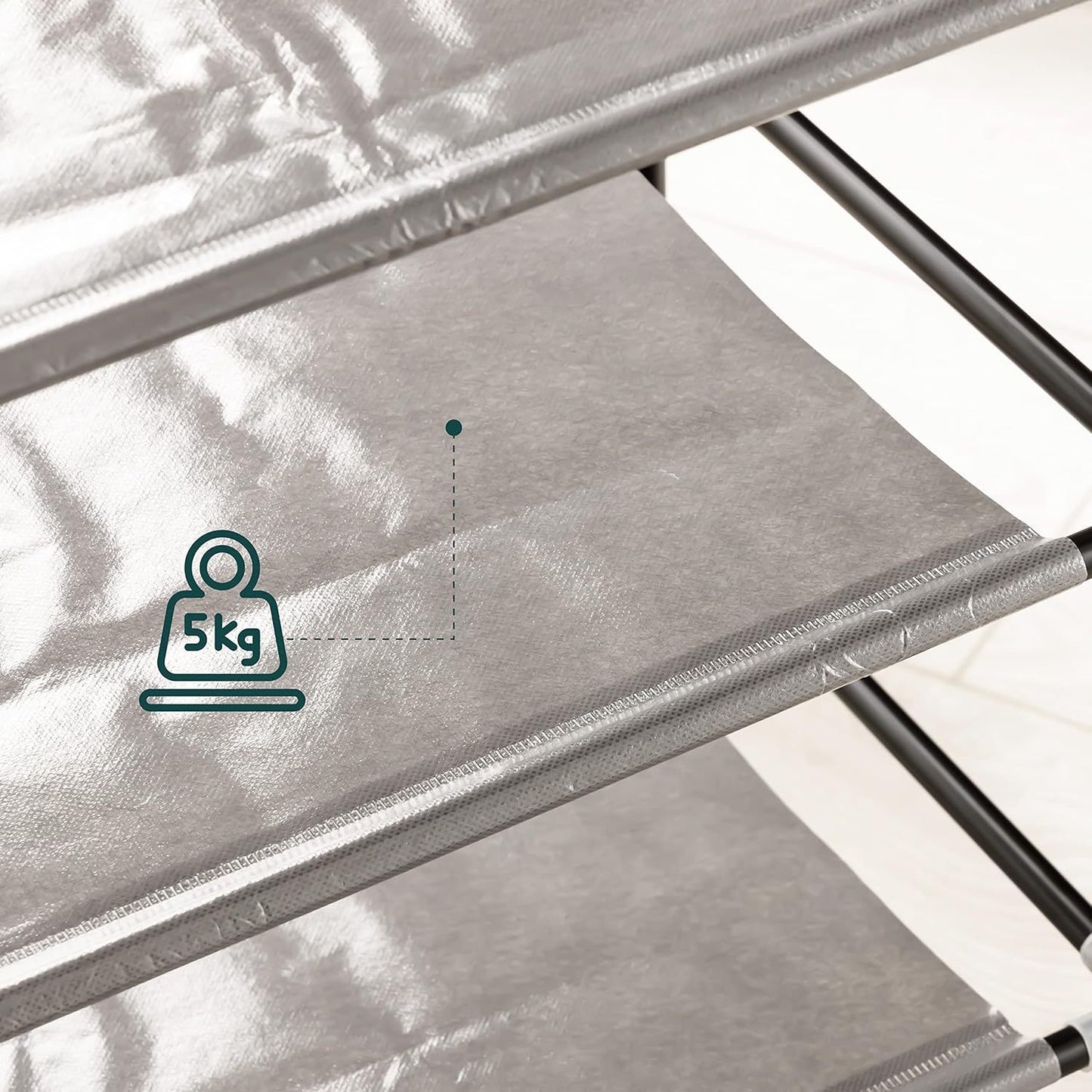 Étagère à chaussures pliante en tissu Baroni Home, 58x28x73 cm, grise, 4 étagères, meuble à chaussures peu encombrant avec cadre en fer pour chambre, placard, organisateur de chaussures indépendant, légère, durable et facile à déplacer