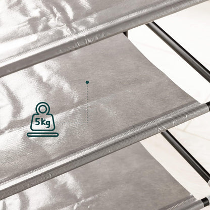 Étagère à chaussures pliante en tissu Baroni Home, 58x28x73 cm, grise, 4 étagères, meuble à chaussures peu encombrant avec cadre en fer pour chambre, placard, organisateur de chaussures indépendant, légère, durable et facile à déplacer