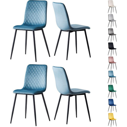 Ensemble de 4 chaises de salle à manger MCC Direct en velours, pieds en métal, chaises Lexi, chaises de conception
