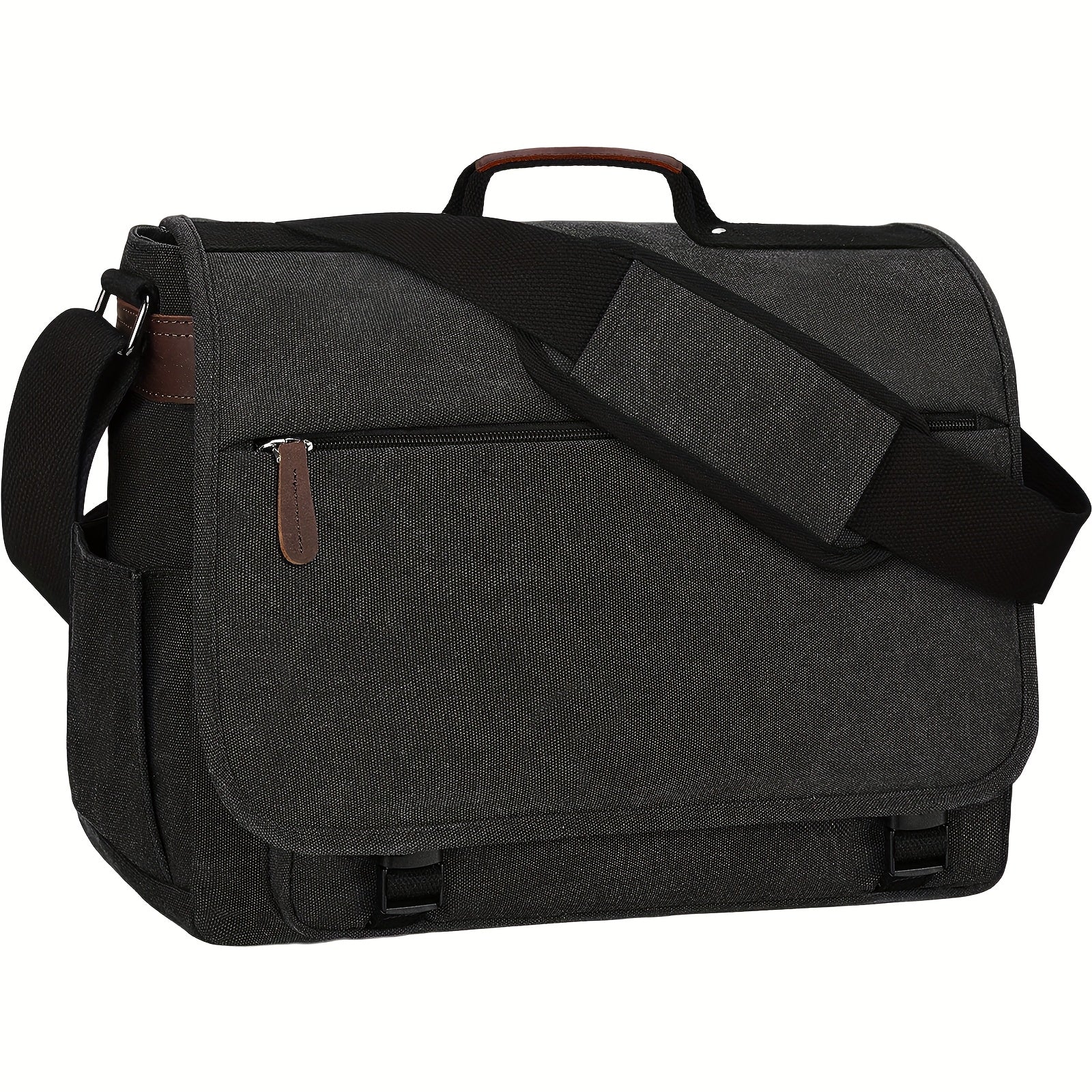 Sac Bandoulière Homme Eshow, Sac Messager, Adapté pour Ordinateur Portable 15,6 Pouces, Sac Homme Haut de Gamme, Sac en Toile, Sac de Travail, Université Décontracté/Noir, Stock Local, Halloween/Noël