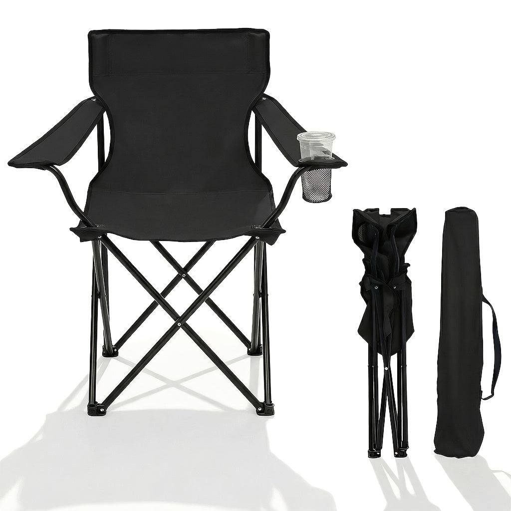 Chaise de jardin pliante Sunula, capacité 140 kg, chaise pliante d'extérieur stable avec porte-gobelet, tissu Oxford 600D, pour patio, balcon, terrasse, jardin - Sac de transport assorti inclus (1/2 pcs)