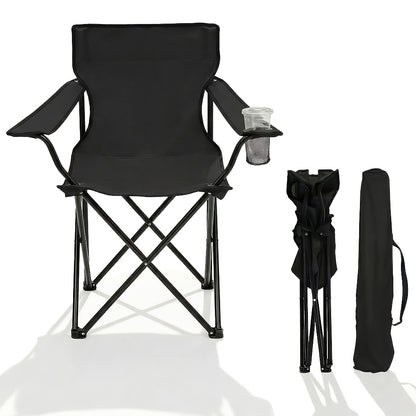 Chaise de jardin pliante Sunula, capacité 140 kg, chaise pliante d'extérieur stable avec porte-gobelet, tissu Oxford 600D, pour patio, balcon, terrasse, jardin - Sac de transport assorti inclus (1/2 pcs)