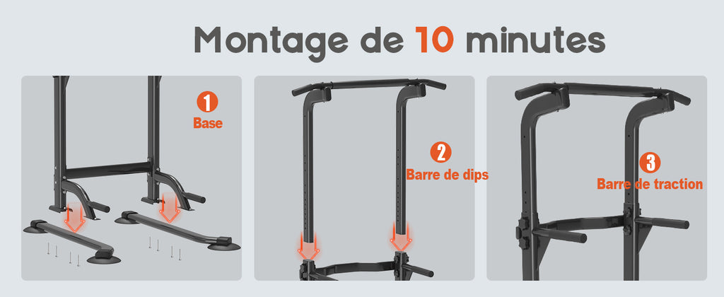 DH FitLife Power Tower Dip Station| Barre de traction autonome | Barre de dips pour le dos | Station de musculation Power Tower | Station de fitness | Rack de puissance pour salle de sport à domicile
