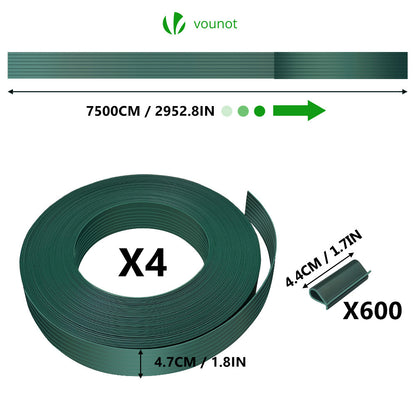 VOUNOT Kit Lamelles Occultantes PVC Brise Vue 300m x 4.7cm avec 600 Clips Clôture Rigide Protection Intimité