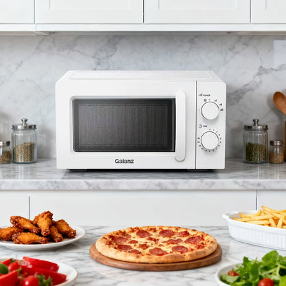 Galanz Mini four à micro-ondes avec plat tournant de 20 litres, double bouton rotatif, modèle argenté multifonctionnel pour personnes âgées et enfants