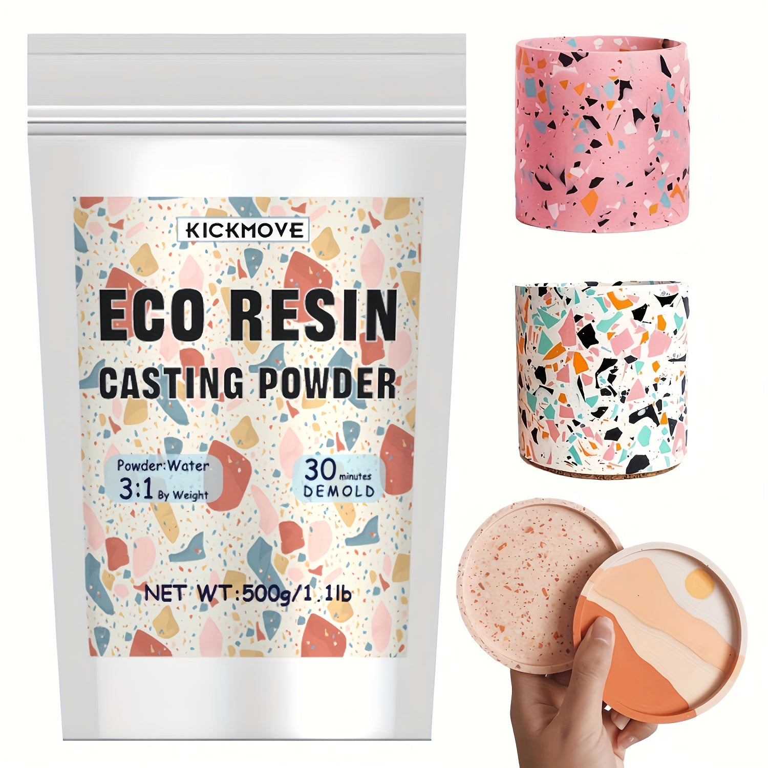 [Résine céramique rapide] Poudre de Résine à Mouler Disponible en Plusieurs Tailles : 3000G, 2000G, 1000G et 500G. Ce Kit de Poudre de Résine Céramique Durcit Rapidement, Est Facile à Démouler et Peut Être Mélangé avec de l'Eau. Non Toxique et Sans Odeur
