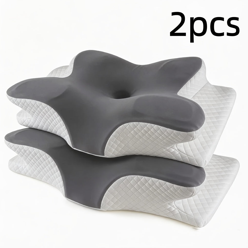2pcs Oreiller Papillon Mousse à Mémoire de Forme Oreiller Cervical, Sommeil Profond Confortable, Tissu Respirant et Doux, Design Haut de Gamme Prendant En Compte Le Sommeil Sur Le Dossier Et Sur Le Côté, 60*40*12Cm, Cadeaux Pour La Famille Et Les Amis, En