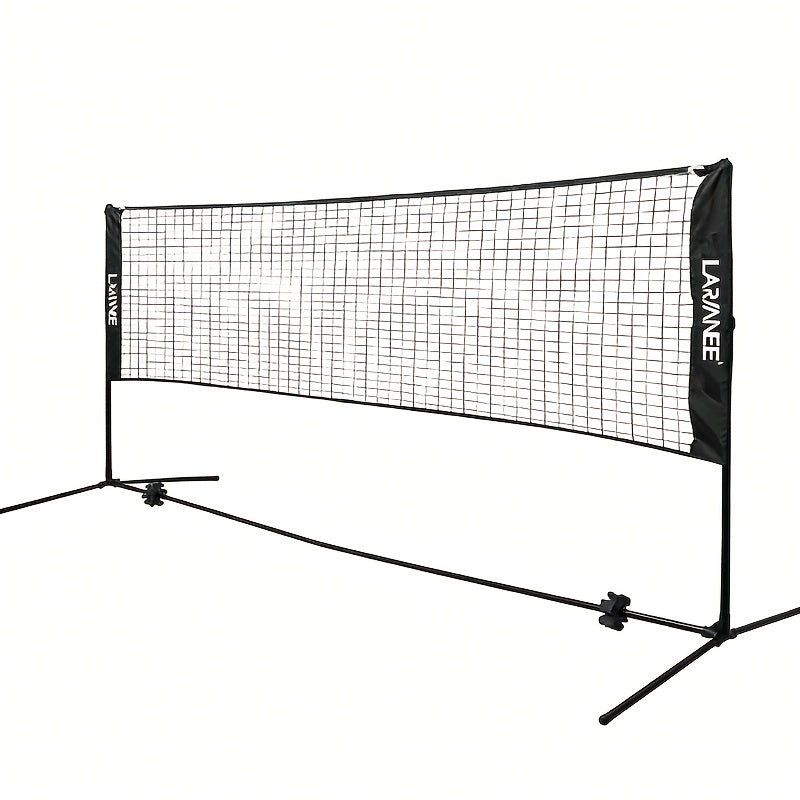 Filet de badminton de 5 mètres avec trois hauteurs réglables pour répondre à différents besoins, adapté à divers sports, tube en métal doré robuste, structure stable sans tremblement, filet PE durable, facile à assembler