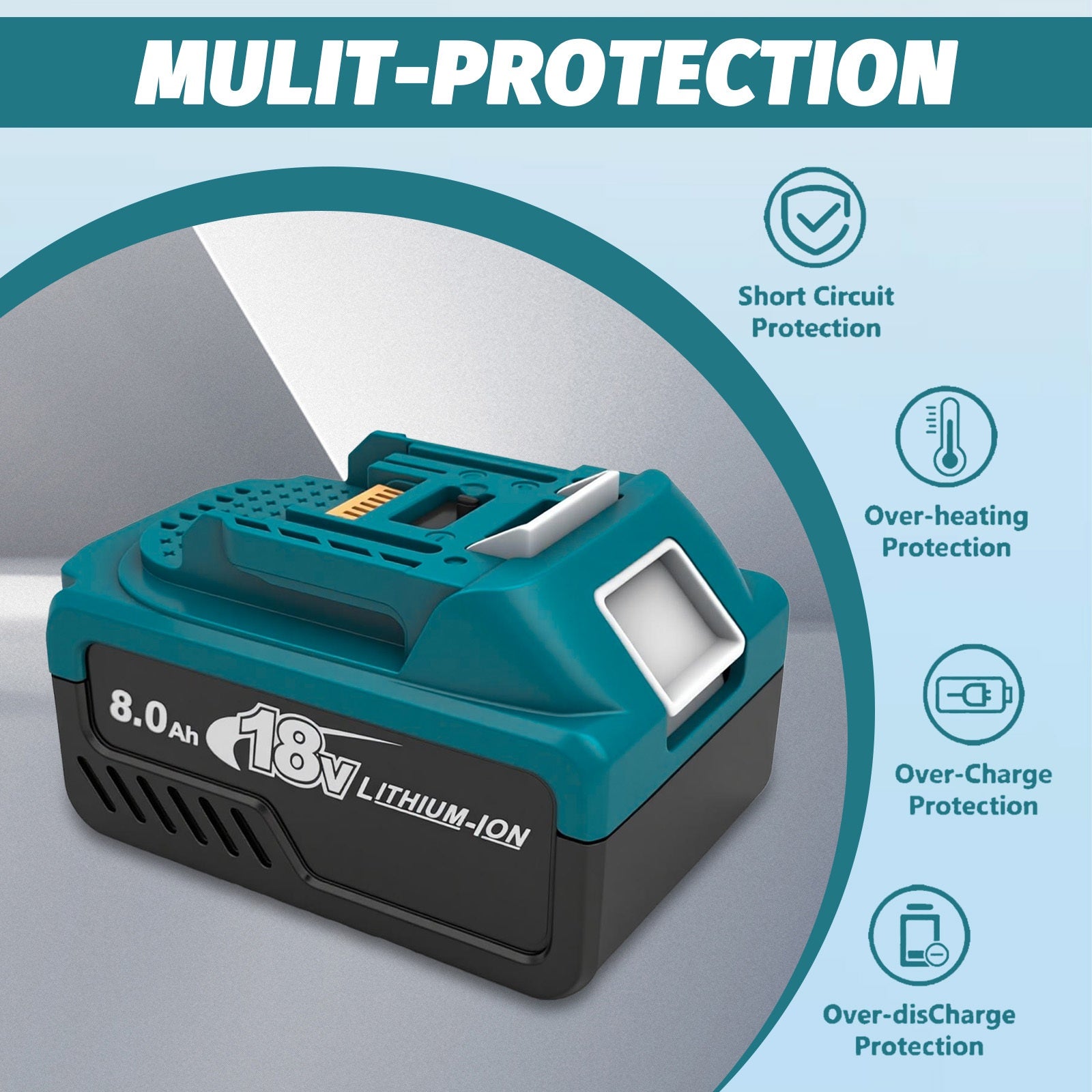Ensemble chargeur uniquement/ Lot de 2 batteries au lithium-ion 8000mAh et chargeur, batterie avec ports de charge Type-C, lot de 2 batteries de rechange 8,0Ah BL1830 compatibles avec les batteries Makita 18V BL1850 BL1830 BL1850B BL1860B BL1860 BL1830B B
