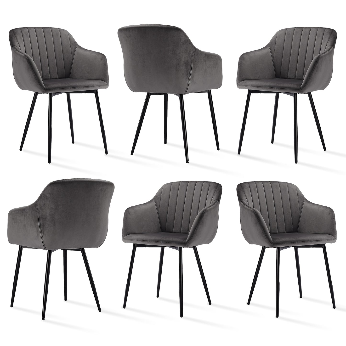 Chaises de salle à manger élégantes avec accoudoirs et soutien lombaire pour salon, cuisine et chambre, offrant un grand confort - Disponibles par lots de 2, 4 ou 6