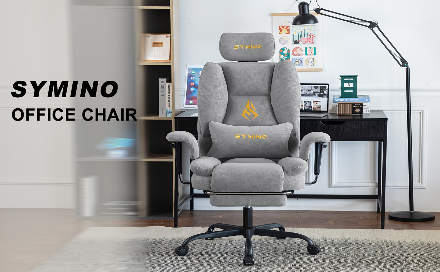Fauteuil de gaming SYMINO, chaise de bureau ergonomique en cuir PU avec support lombaire - Fauteuil de bureau d'ordinateur inclinable pour adultes, siège de jeu vidéo style course (hauteur et appui-tête réglables)