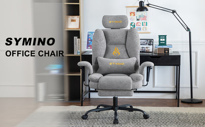 Fauteuil de gaming SYMINO, chaise de bureau ergonomique en cuir PU avec support lombaire - Fauteuil de bureau d'ordinateur inclinable pour adultes, siège de jeu vidéo style course (hauteur et appui-tête réglables)