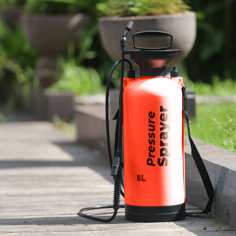 Pressure Sprayer, Garden, Manual, 8L, with Long Lance, Strong, Durable, Professional Tool for Garden Care, for Watering Plants, Spraying, And Dispersing Fertilizers And Plant Protection Agents, Has a Large Capacity of 8 Liters, Allows for Long Work Withou