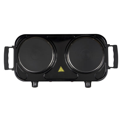 Plaque chauffante double avec poignées pliables, 2000 watts, 2 zones de cuisson à induction, chacune Ø 155 mm, contrôle de température en continu, plaque de cuisson de camping mobile double Grafner