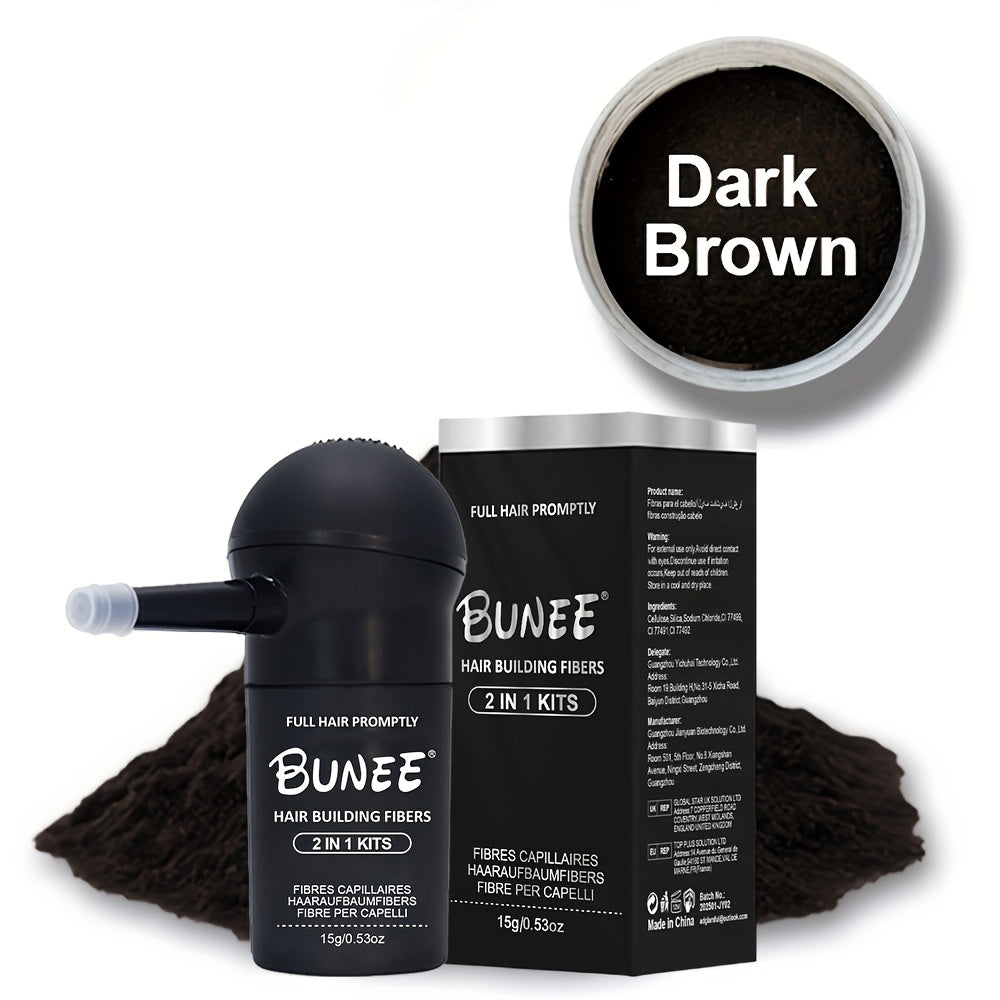 BUNEE Poudre de Fibres de Cheveux Instantanées avec Applicateur Spray - Facile à Utiliser, Sans Assemblage, pour Tous Types de Cheveux