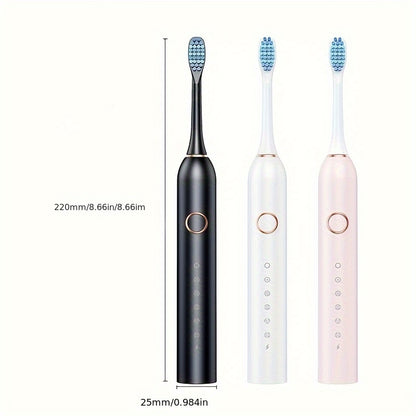 Brosse à dents électrique automatique intelligente IP67 pour adultes, poils souples unisexes, six modes de nettoyage de fréquence de vibration, chargement USB, nettoyage en profondeur des dents