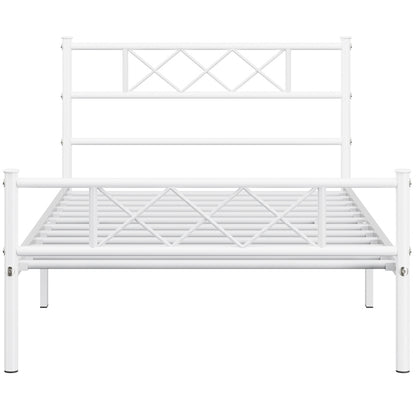 Costoffs Cadre de Lit en Métal Moderne - Structure à 6 Pieds avec Tête de Lit Design en Forme X - Sommier à Lattes Métalliques et Grand Espace de Rangement Sous-lit - Idéal pour Chambre d'Invite, Dortoir ou Appoint - Style Industriel Élégant