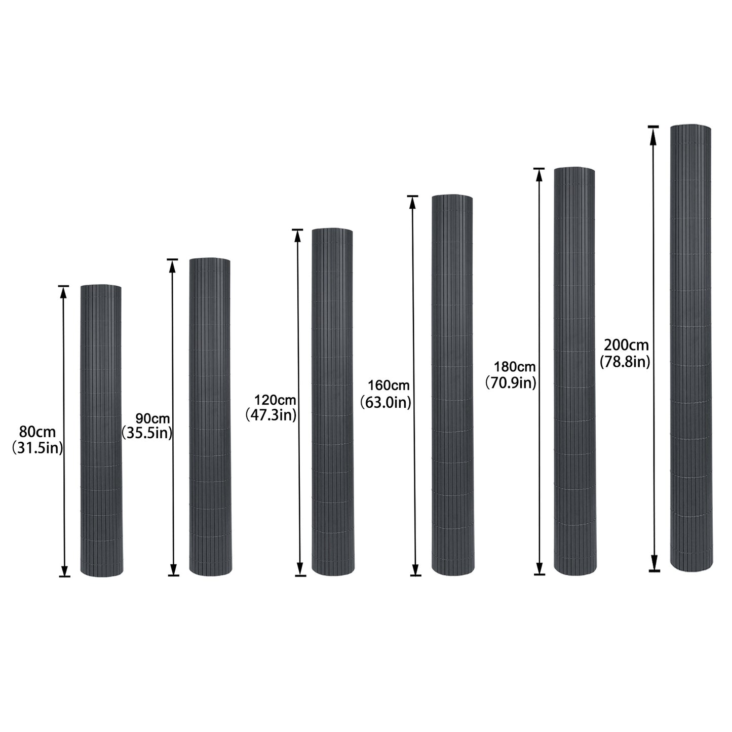 Clôture décorative de jardin en PVC, écran d'intimité en forme de W, écran d'intimité pour balcon avec attache-câble, anthracite, hauteur 80-200 cm, convient pour jardin et cour