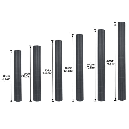 Clôture décorative de jardin en PVC, écran d'intimité en forme de W, écran d'intimité pour balcon avec attache-câble, anthracite, hauteur 80-200 cm, convient pour jardin et cour