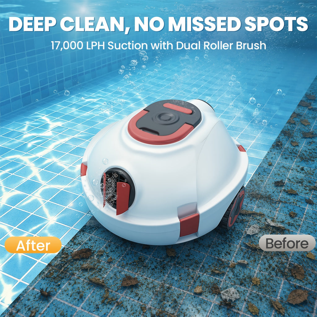 Nettoyeur de piscine robot INSE Y10, Opération facile, Performance de nettoyage puissante, Forte aspiration 39000Pa Double entrées, Panier de filtre 3.5L, Batterie longue durée 5200Mah, Auto stationnement de mur de piscine, Nettoyage de printemps facile