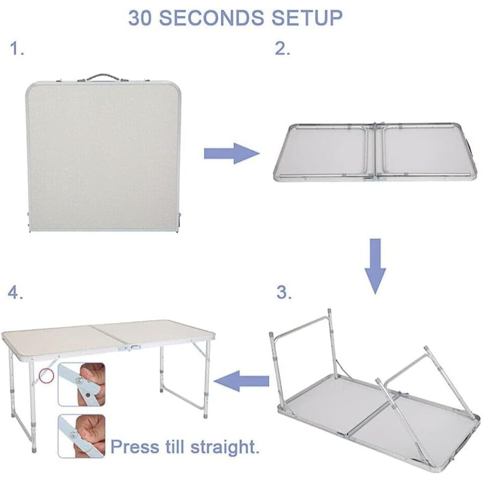 Table de camping pliante avec hauteurs réglables, tables de pique-nique pliables portables pour camping BBQ jardin artisanat marché stand extérieur intérieur cuisine jardin bureau robuste 120x60cm table de pique-nique extérieure de jardin réglable table d