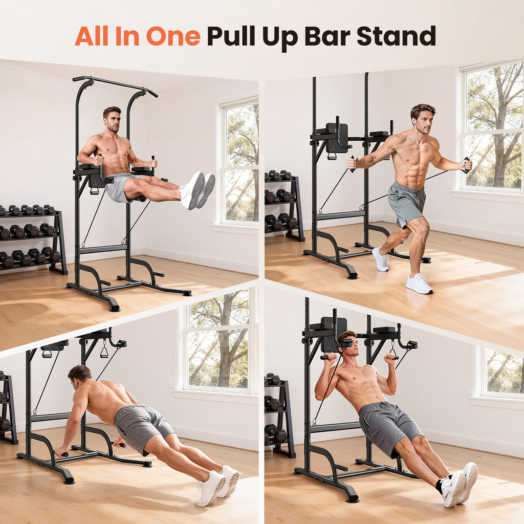 Barre de traction pour station de plongeoir, tour de force multifonction à hauteur réglable, entraînement de musculation pour exercices d'abdominaux et de push-up pour salle de sport à domicile, équipement d'entraînement de force et de fitness [Tankesi]