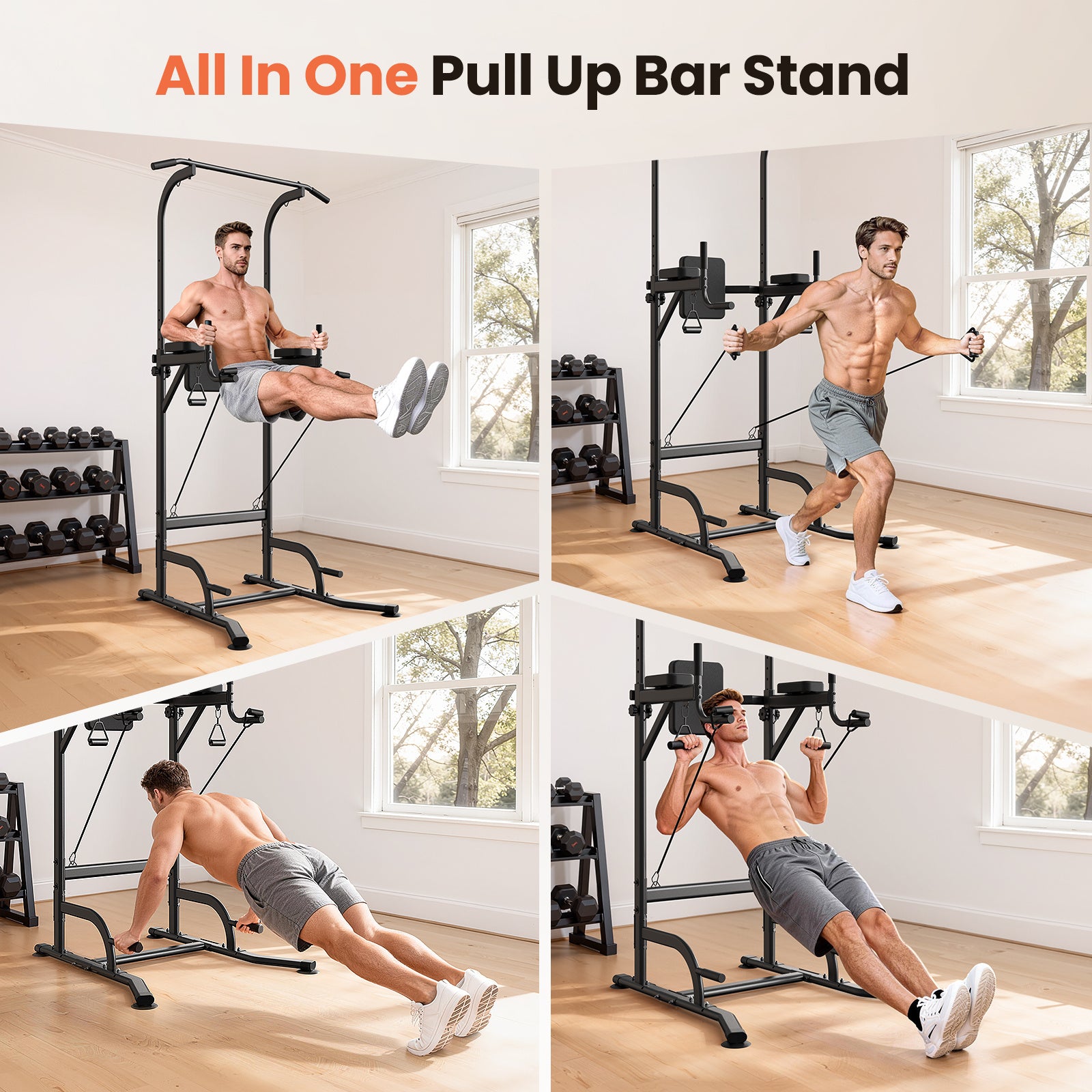 Barre de traction pour station de plongeoir, tour de force multifonction à hauteur réglable, entraînement de musculation pour exercices d'abdominaux et de push-up pour salle de sport à domicile, équipement d'entraînement de force et de fitness [Tankesi]