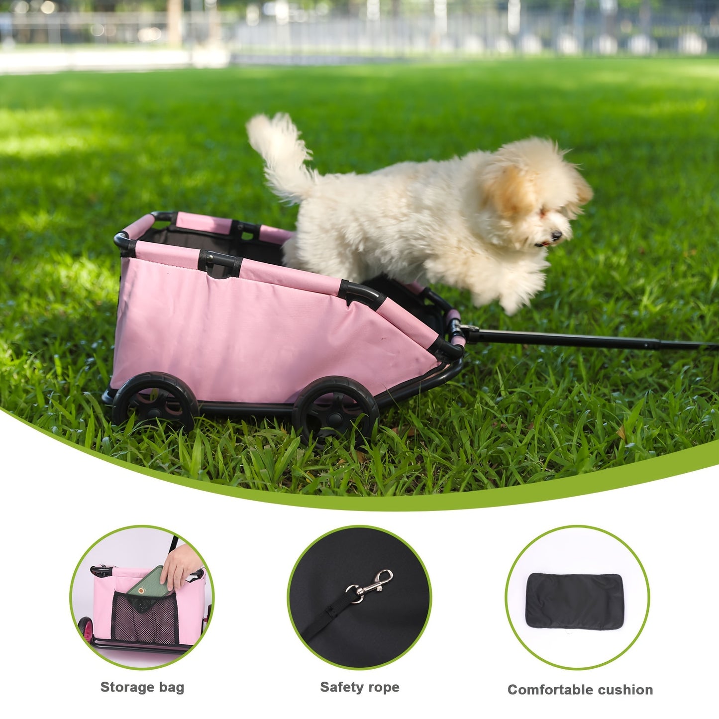 Chariot de Rangement pour Jouets, Trolley pour Animaux de Compagnie, Adapté aux Poussettes pour Petits Animaux et Petits Animaux de Compagnie de Moins de 14.97 KG, Poussette pour Chiot, Poussette pour Chaton, Chariot de Jardin, Chariot d'Extérieur, Chario