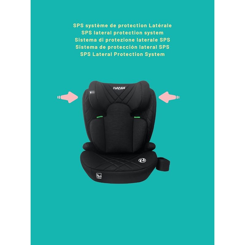 Bari, Siège auto enfant Isofix, I-size, 100-150 cm, environ 4-12 ans, Rehausseur siège auto enfant, Isofix, avec Protection Latérale, Appui-tête Réglable, Porte gobelet