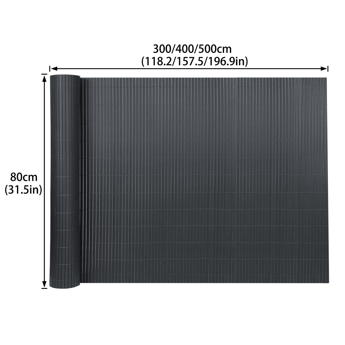Clôture décorative de jardin en PVC, écran d'intimité en forme de W, écran d'intimité pour balcon avec attache-câble, anthracite, hauteur 80-200 cm, convient pour jardin et cour