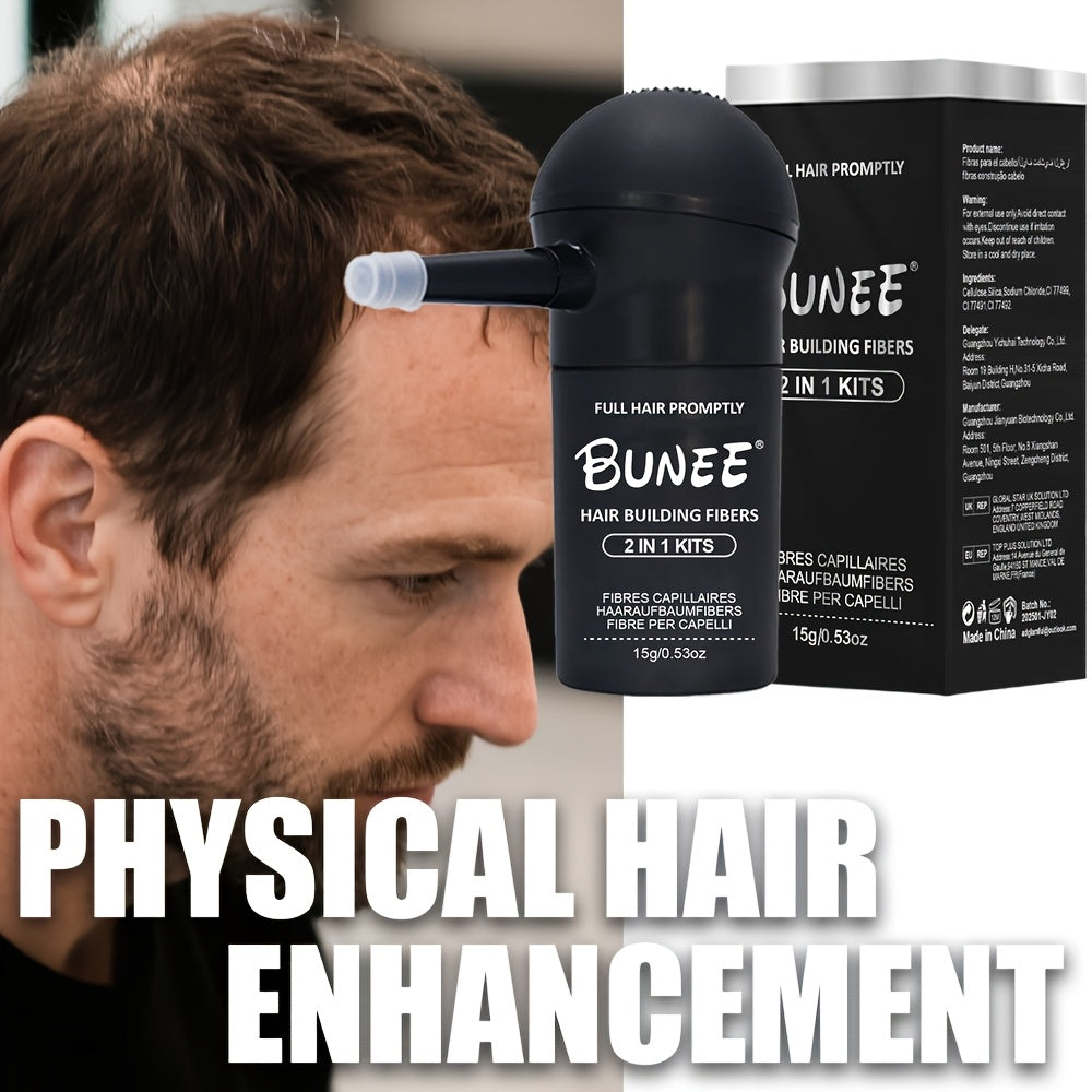 BUNEE Poudre de Fibres de Cheveux Instantanées avec Applicateur Spray - Facile à Utiliser, Sans Assemblage, pour Tous Types de Cheveux