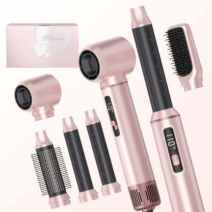 Brosse à air chaud 5 en 1 avec écran LCD, brosse à cheveux chaude détachable, fer à boucler à air, enveloppe à boucler à air, fer à boucler amélioré, brosse à cheveux pour coiffer, boucler et lissage, lissage des cheveux, coiffure de salon